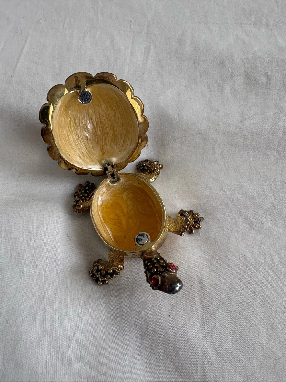 Exquisite Rare Colorful Crystal Detailed Enamel Turtle Jewelry Box